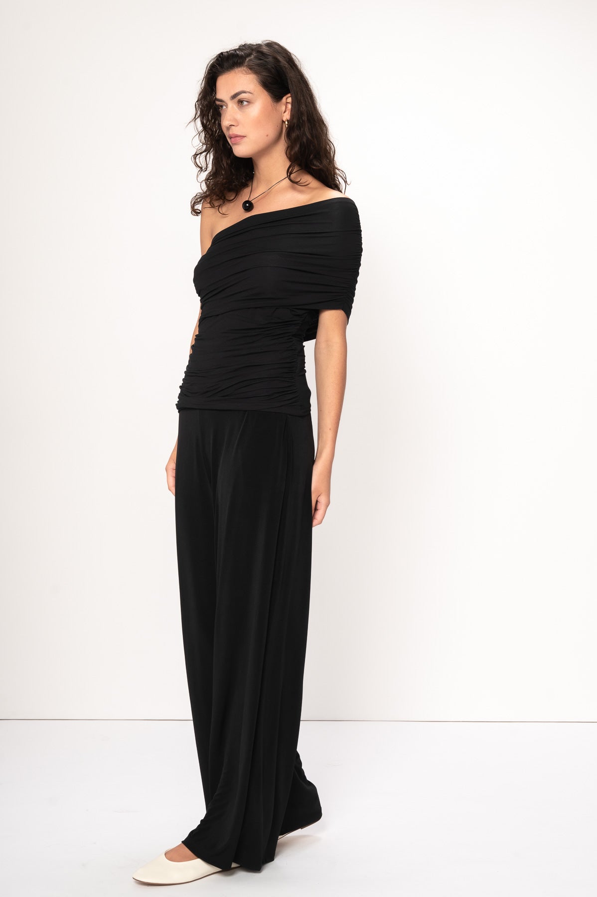 VIVEH Dahlia top in Coconut Milk – styled view