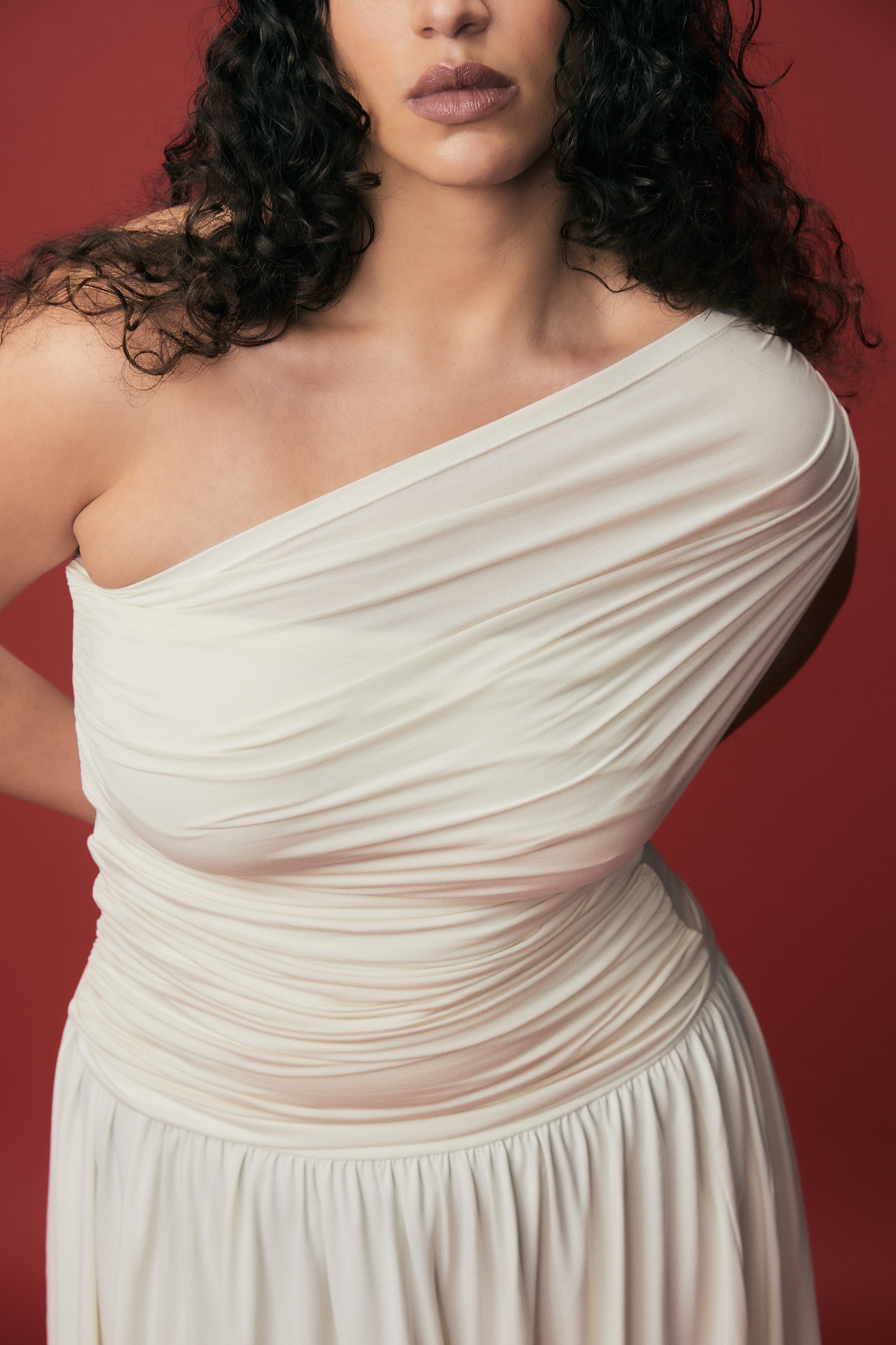 VIVEH Dahlia top in Coconut Milk – side view