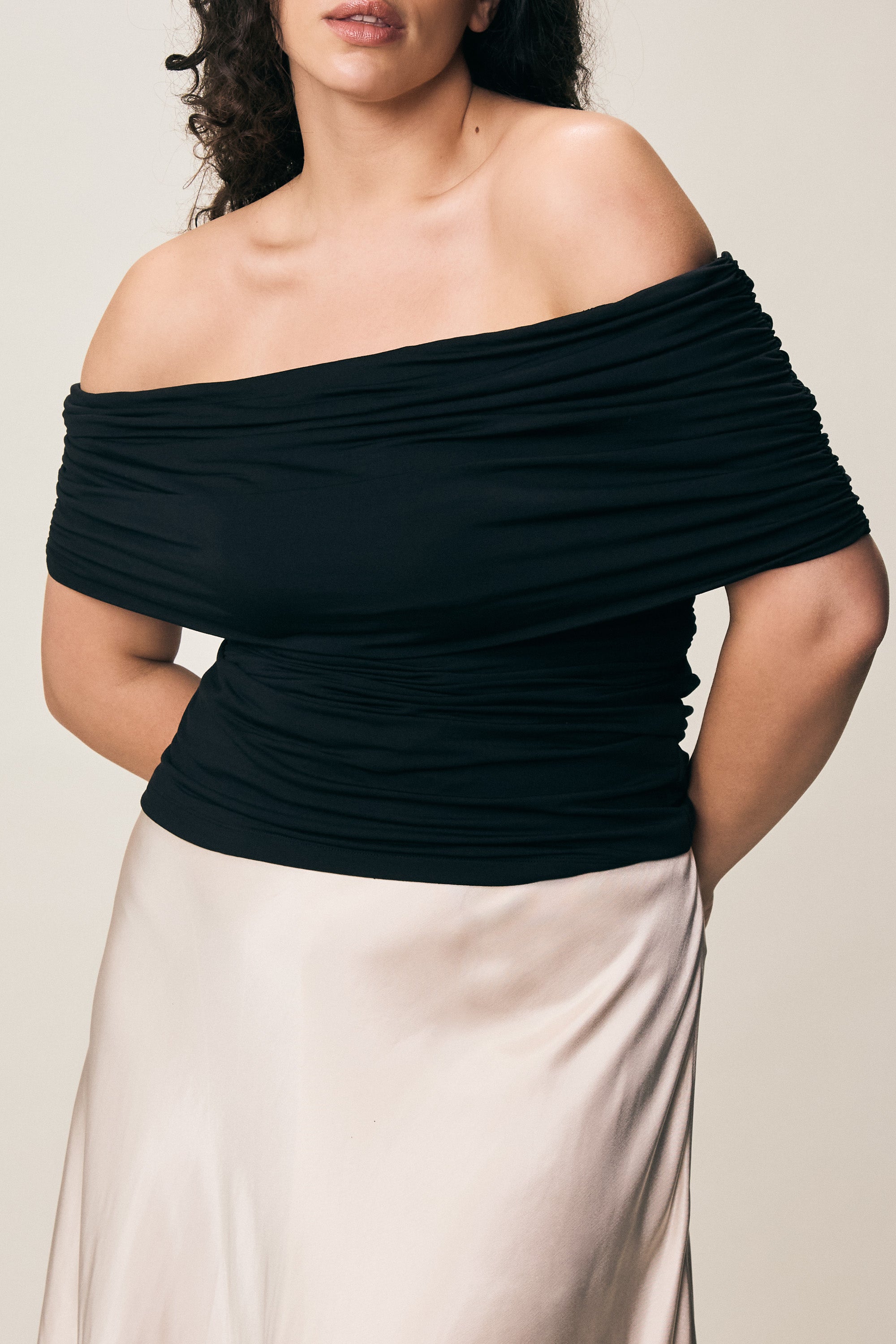 VIVEH Dosinia top in Coconut Milk – styled view