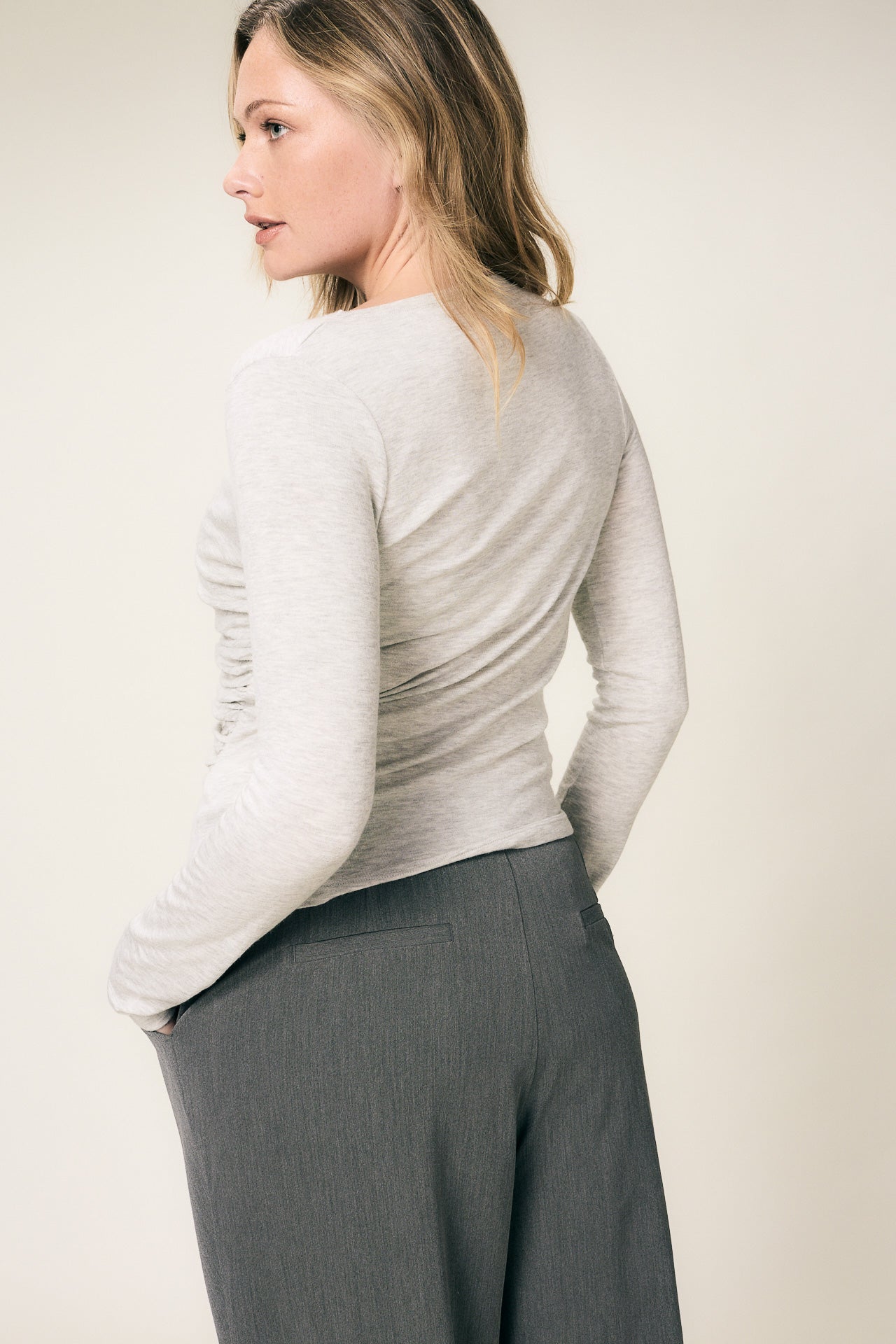 VIVEH Alyssa top in Coconut Milk – styled view