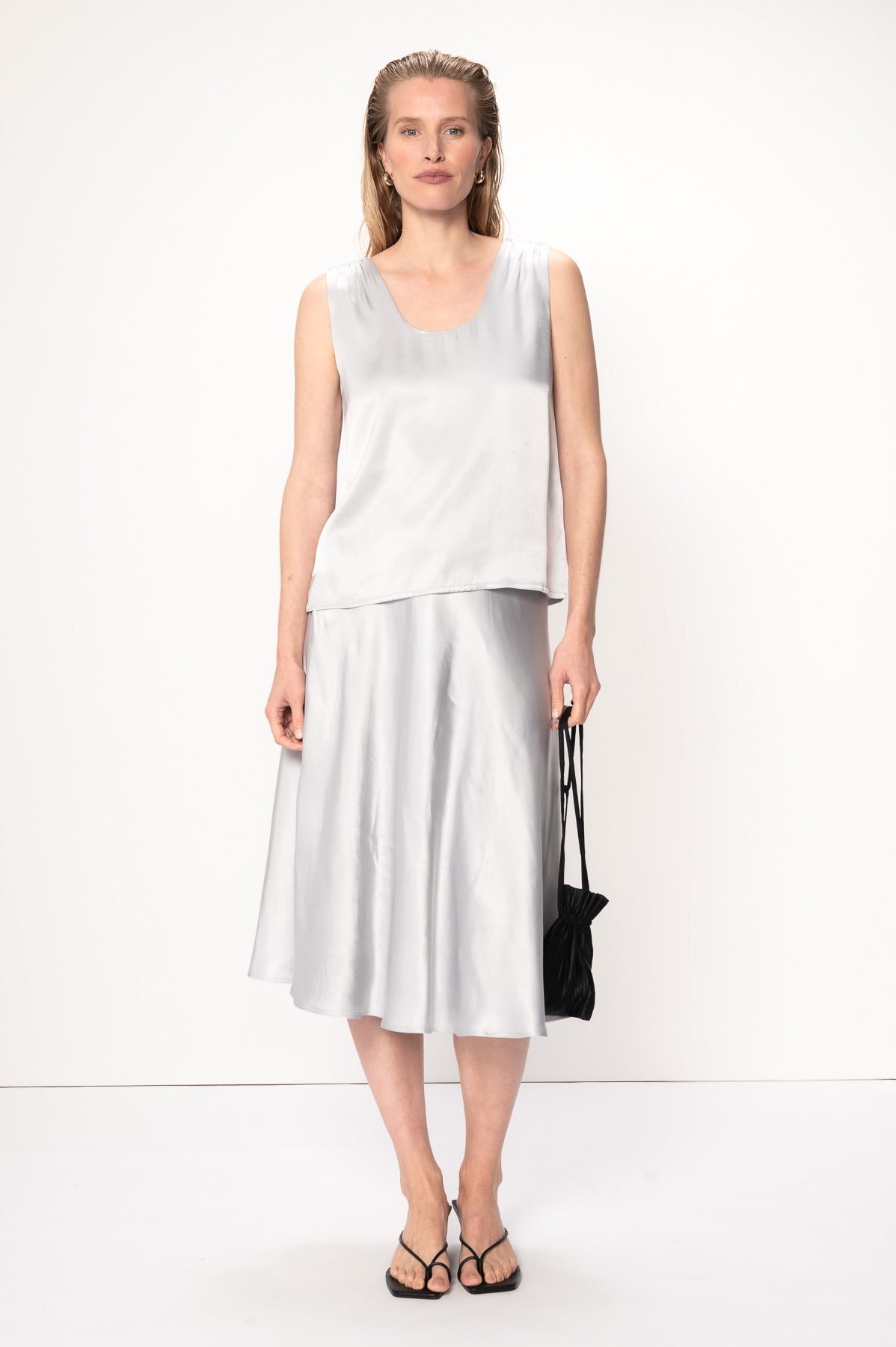 VIVEH Veya skirt in Champagne – styled view