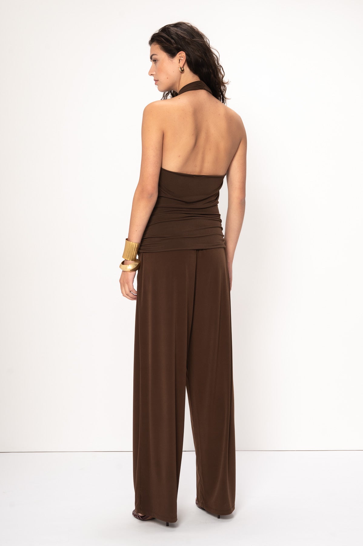 "Soleil halter-neck top in Mocha – VIVEH SS26"